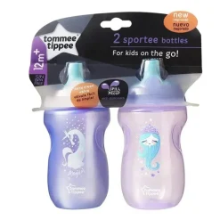 Tommee Tippee Straw, Sippy & Training Cups|Dishes, Utensils & Food Containers*- 2Pk 10Oz Toddler Sportee Bottle 12+ Months, Colors May Vary