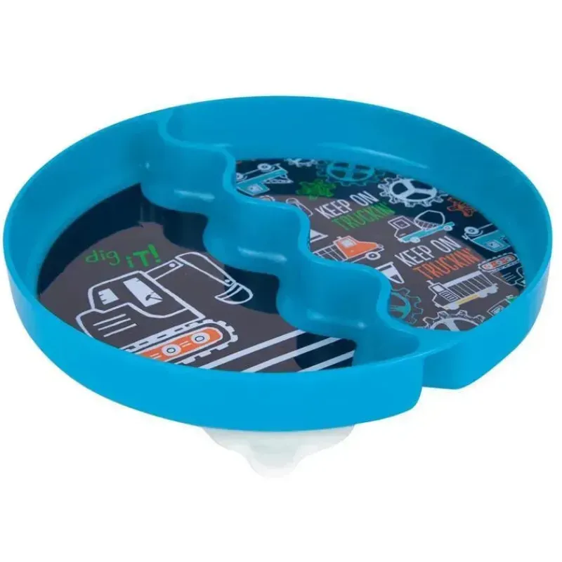 Tomy Suction Plates & Bowls|Dishes, Utensils & Food Containers*- Groovy Suction Plate Keep On Trucking Blue