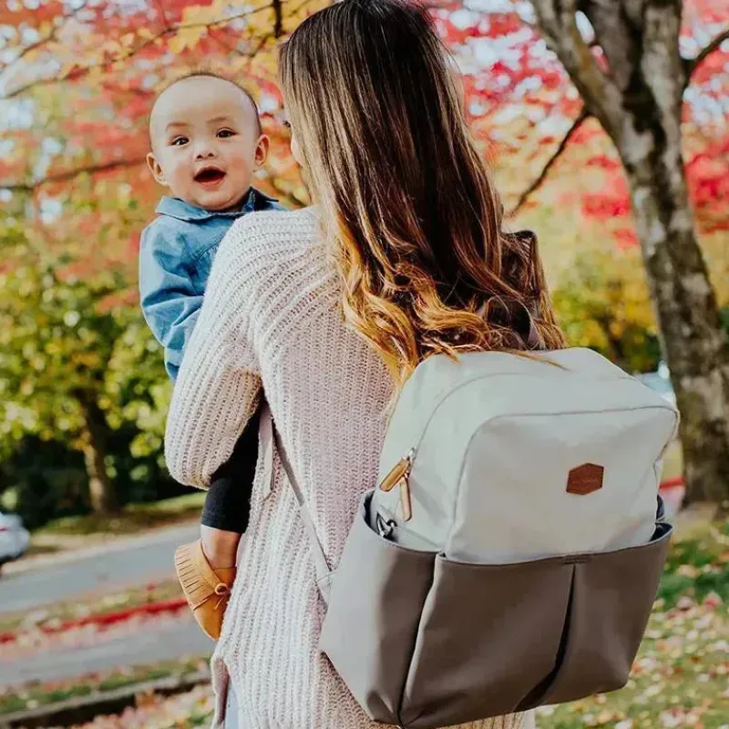 JJ Cole Diaper Backpacks*Tomy - Popperton Backpack Diaper Bag, Cream Mushroom