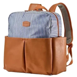 JJ Cole Diaper Backpacks*Tomy - Popperton Backpack Cognac Strip Diaper Bag