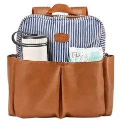 JJ Cole Diaper Backpacks*Tomy - Popperton Backpack Cognac Strip Diaper Bag