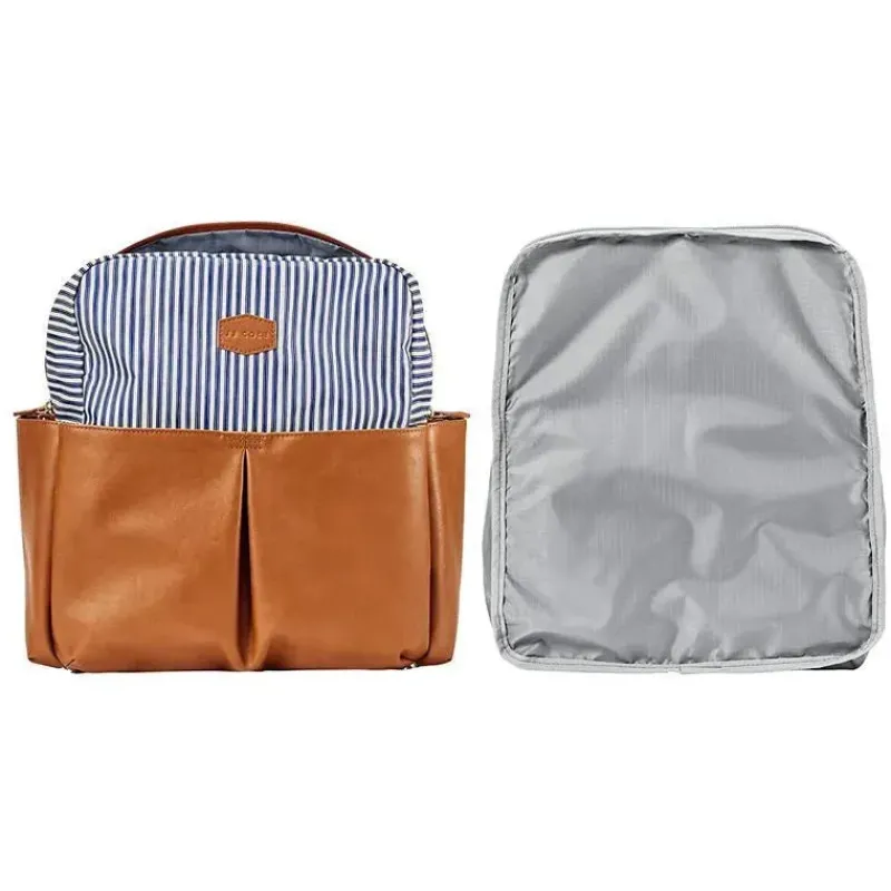 JJ Cole Diaper Backpacks*Tomy - Popperton Backpack Cognac Strip Diaper Bag