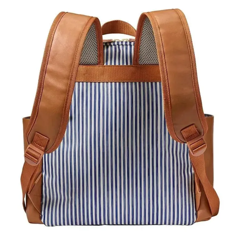 JJ Cole Diaper Backpacks*Tomy - Popperton Backpack Cognac Strip Diaper Bag