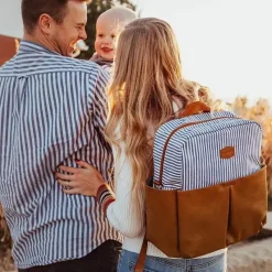 JJ Cole Diaper Backpacks*Tomy - Popperton Backpack Cognac Strip Diaper Bag