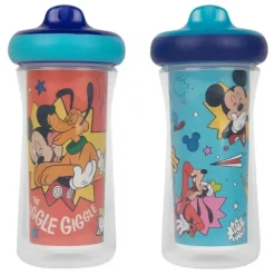 Tomy Mickey & Minnie|Straw, Sippy & Training Cups*- 2Pk Disney Mickey Mouse Insulated Sippy Cup 9Oz