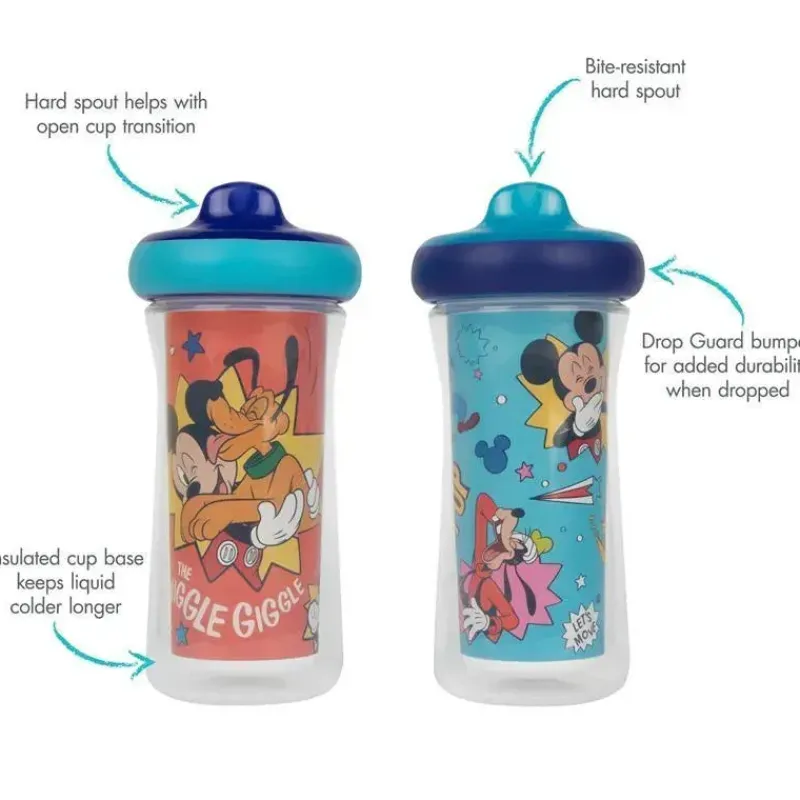 Tomy Mickey & Minnie|Straw, Sippy & Training Cups*- 2Pk Disney Mickey Mouse Insulated Sippy Cup 9Oz