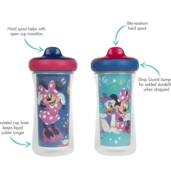 Tomy Mickey & Minnie|Straw, Sippy & Training Cups*- 2Pk Disney Minnie Mouse Insulated Sippy Cup 9Oz