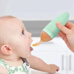 Tomy Cool Baby Products|Food Feeder*- Squirt Silicone Baby Dispensing Spoon Mint