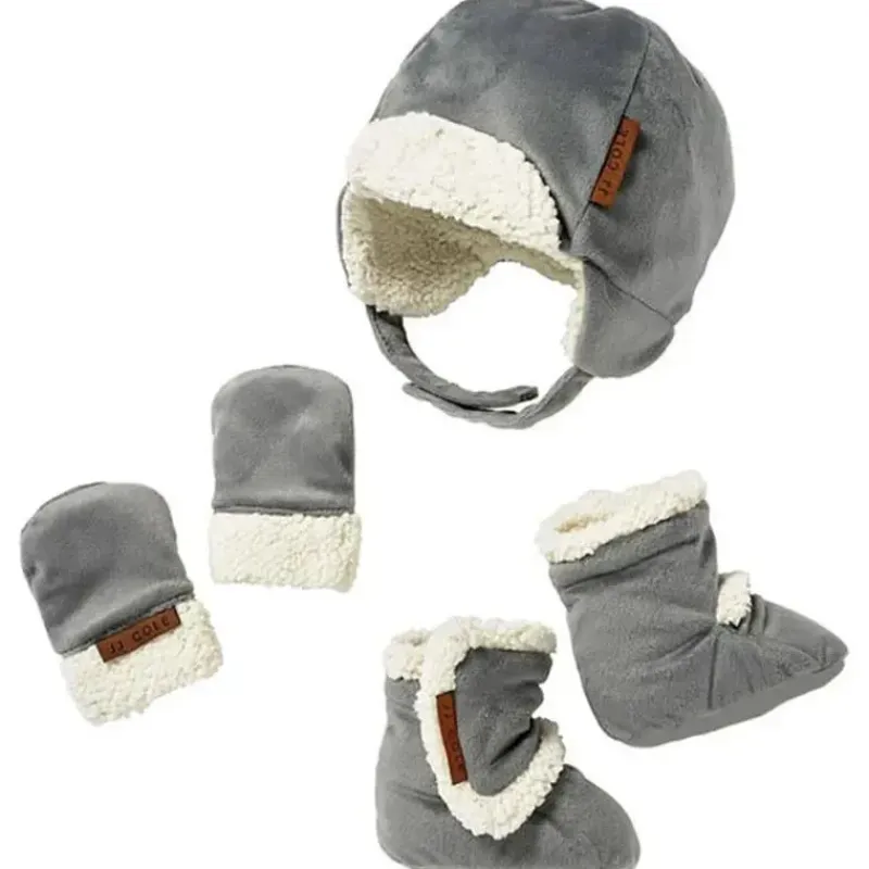 JJ Cole Baby Sets*Tomy Winter Hats For Kids, Mittens and Boots Set, Grey