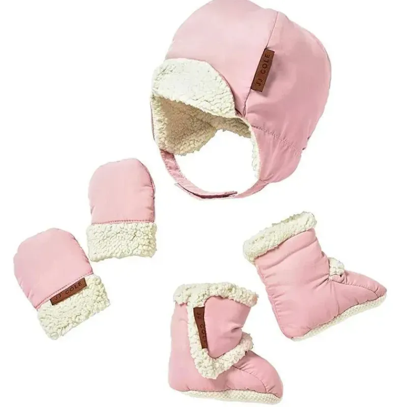 JJ Cole Baby Sets*Tomy Winter Hats For Kids, Mittens and Boots Set, Blush Pink