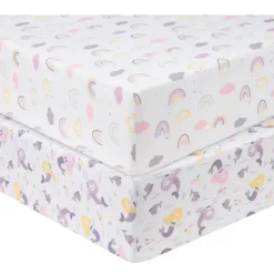 Trend Lab Crib & Bed Sheets*- 2 Pk Microfiber Fitted Crib Sheets, Rainbow/Mermaid