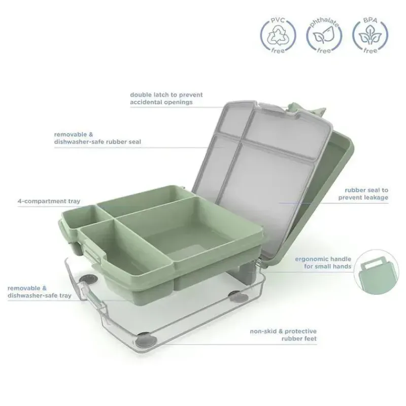 Ubbi Lunch Box|Dishes, Utensils & Food Containers*- Bento Lunch Box for Kids, Cloudy Blue