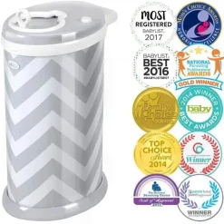 Ubbi Diaper Pails & Refills*- Steel Odor Locking Diaper Pail, Gray Chevron