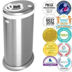 Ubbi Diaper Pails & Refills*- Steel Odor Locking Diaper Pail, Chrome