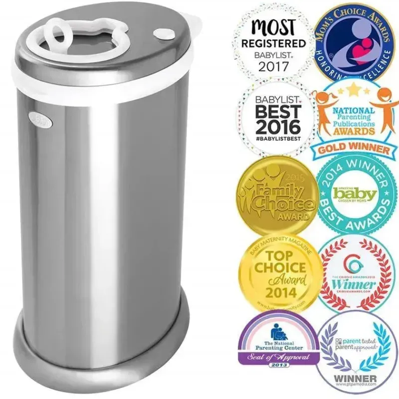 Ubbi Diaper Pails & Refills*- Steel Odor Locking Diaper Pail, Chrome