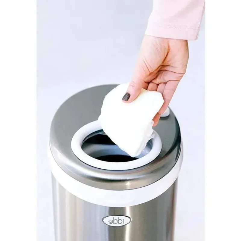 Ubbi Diaper Pails & Refills*- Steel Odor Locking Diaper Pail, Chrome