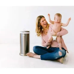 Ubbi Diaper Pails & Refills*- Steel Odor Locking Diaper Pail, Chrome