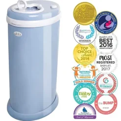 Ubbi Diaper Pails & Refills*- Steel Odor Locking Diaper Pail, Cloud Blue