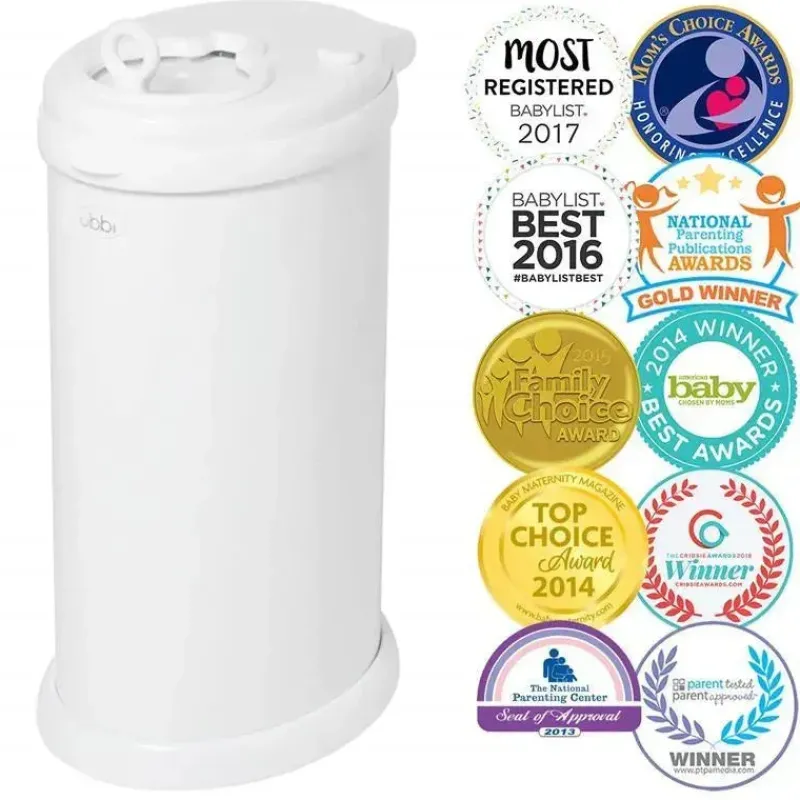 Ubbi Diaper Pails & Refills*- Steel Odor Locking Diaper Pail, White