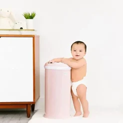 Ubbi Diaper Pails & Refills*- Steel Odor Locking Diaper Pail, Blush Pink