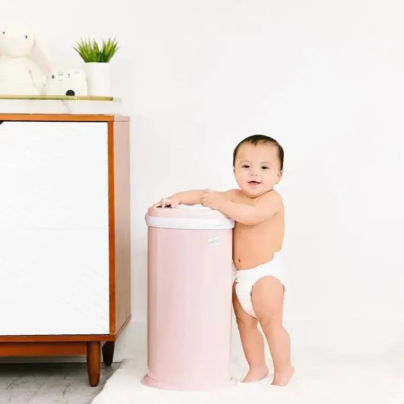 Ubbi Diaper Pails & Refills*- Steel Odor Locking Diaper Pail, Blush Pink