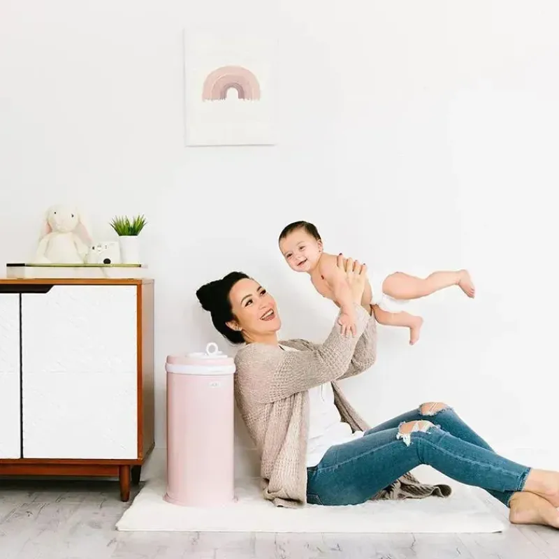 Ubbi Diaper Pails & Refills*- Steel Odor Locking Diaper Pail, Blush Pink