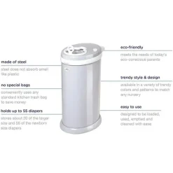 Ubbi Diaper Pails & Refills*- Steel Odor Locking Diaper Pail, Blush Pink