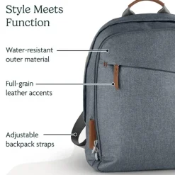Uppababy Diaper Backpacks*- Changing Backpack, Gregory (Blue Mélange/Saddle Leather)