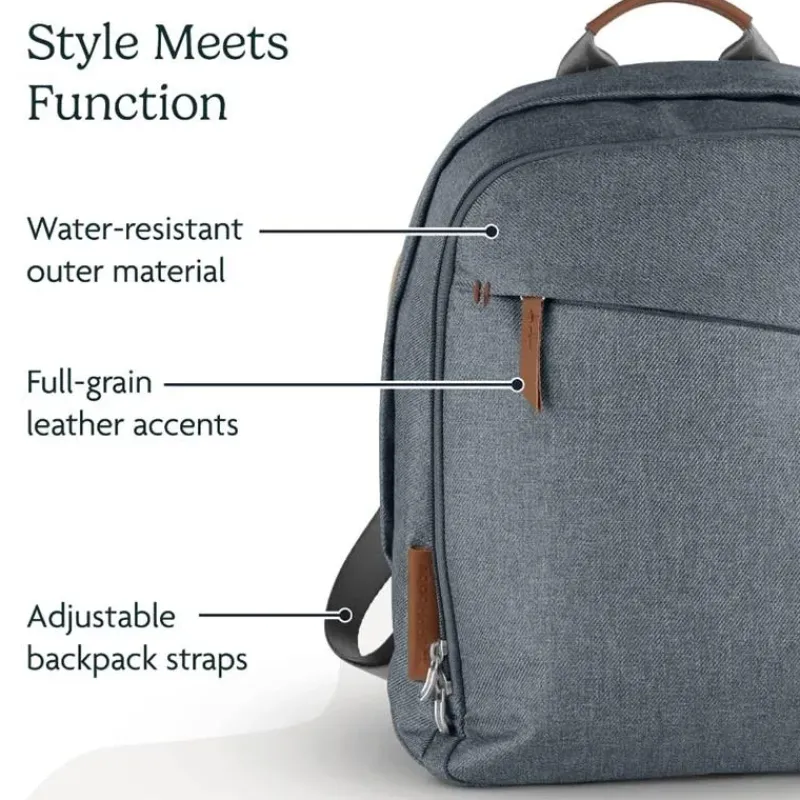 Uppababy Diaper Backpacks*- Changing Backpack, Gregory (Blue Mélange/Saddle Leather)