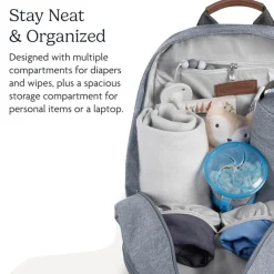 Uppababy Convertible Backpacks*- Changing Backpack, Callum/Dillan (Stone Blue | Sand Leather)