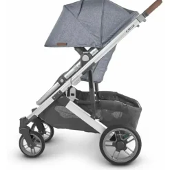 Uppababy Single Strollers*- Cruz Stroller V2, Gregory (Blue Melange/Silver/Saddle Leather)