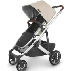 Uppababy Single Strollers*- Cruz V2 Stroller, Declan (Oat Mélange/Silver Frame/Chestnut Leather)