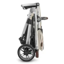 Uppababy Single Strollers*- Cruz V2 Stroller, Declan (Oat Mélange/Silver Frame/Chestnut Leather)