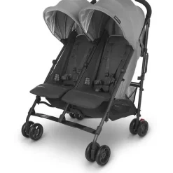 Uppababy Umbrella Strollers|Double Strollers*- G-LINK V2 Side by Side Double Stroller, Greyson (Charcoal Melange/Carbon)