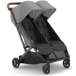 Uppababy Double Strollers*- Minu Duo Side By Side Compact Double Stroller, Greyson (Charcoal Mélange/Carbon Frame/Saddle Leather)