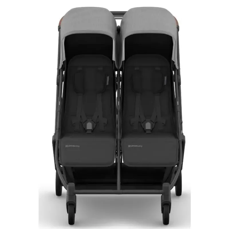 Uppababy Double Strollers*- Minu Duo Side By Side Compact Double Stroller, Greyson (Charcoal Mélange/Carbon Frame/Saddle Leather)