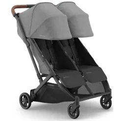 Uppababy Double Strollers*- Minu Duo Side By Side Compact Double Stroller, Greyson (Charcoal Mélange/Carbon Frame/Saddle Leather)