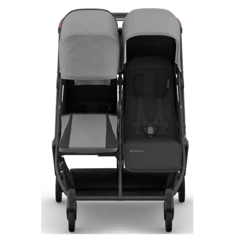 Uppababy Double Strollers*- Minu Duo Side By Side Compact Double Stroller, Greyson (Charcoal Mélange/Carbon Frame/Saddle Leather)