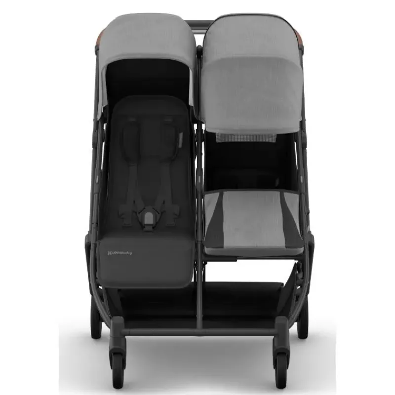 Uppababy Double Strollers*- Minu Duo Side By Side Compact Double Stroller, Greyson (Charcoal Mélange/Carbon Frame/Saddle Leather)