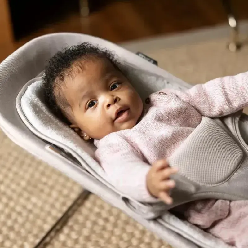 Uppababy Bouncers, Swings & Rockers*- Mira 2-In-1 Bouncer And Seat, Charlie - Sand Mélange | Silver Frame | Birch Wood
