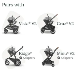 Uppababy Add-On Seats & Boards*- Rumbleseat V3, Savannah (Pearl Gray Jacquard | Carbon Frame | Chestnut Leather)