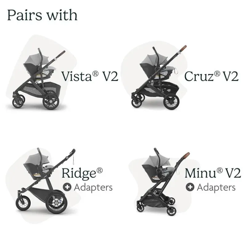 Uppababy Add-On Seats & Boards*- Rumbleseat V3, Savannah (Pearl Gray Jacquard | Carbon Frame | Chestnut Leather)