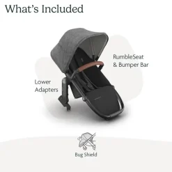 Uppababy Add-On Seats & Boards*- Rumbleseat V3 Second Lower Seat, Greyson (Charcoal Mélange/Carbon Frame/Saddle Leather)
