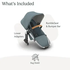 Uppababy Add-On Seats & Boards*- Rumbleseat V3 Second Lower Seat, Callum (Stone Blue/Silver Frame/Sand Leather)