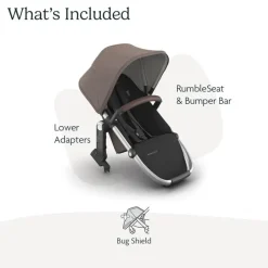 Uppababy Add-On Seats & Boards*- Rumbleseat V3 Second Lower Seat, Theo (Dark Taupe/Silver Frame/Chestnut Leather)