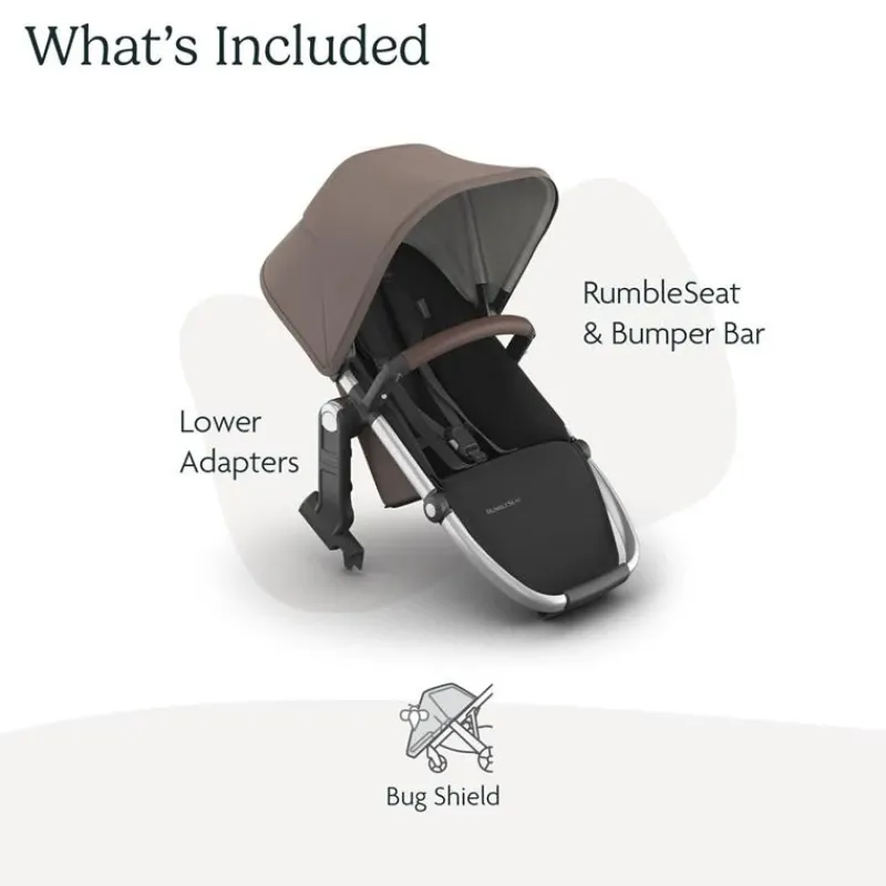 Uppababy Add-On Seats & Boards*- Rumbleseat V3 Second Lower Seat, Theo (Dark Taupe/Silver Frame/Chestnut Leather)