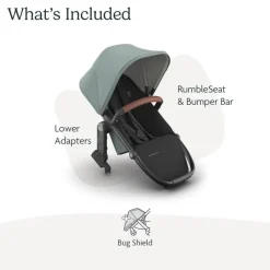 Uppababy Add-On Seats & Boards*- Rumbleseat V3 Second Lower Seat, Kenzi (Mystic Aqua/Carbon Frame/Saddle Leather)