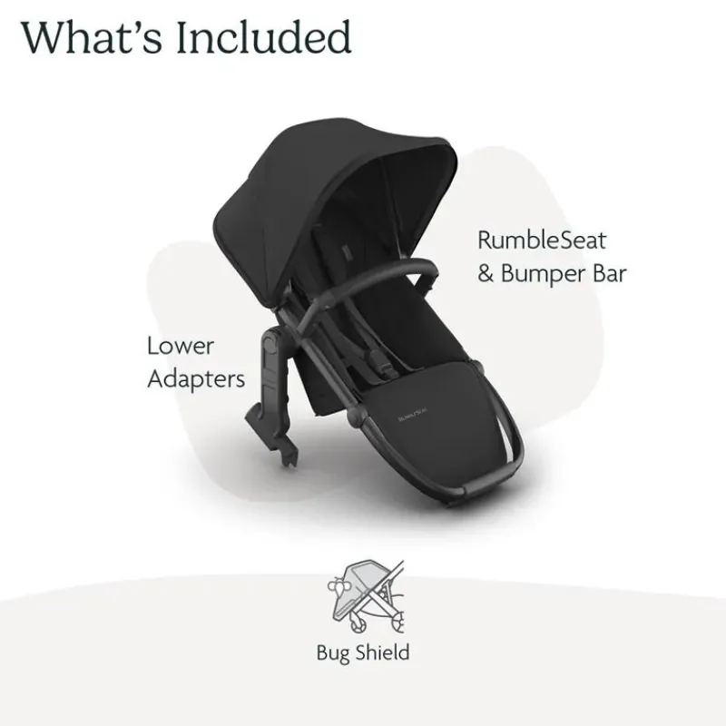 Uppababy Add-On Seats & Boards*- Rumbleseat V3 Second Lower Seat, Jake (Charcoal/Carbon Frame/Black Leather)