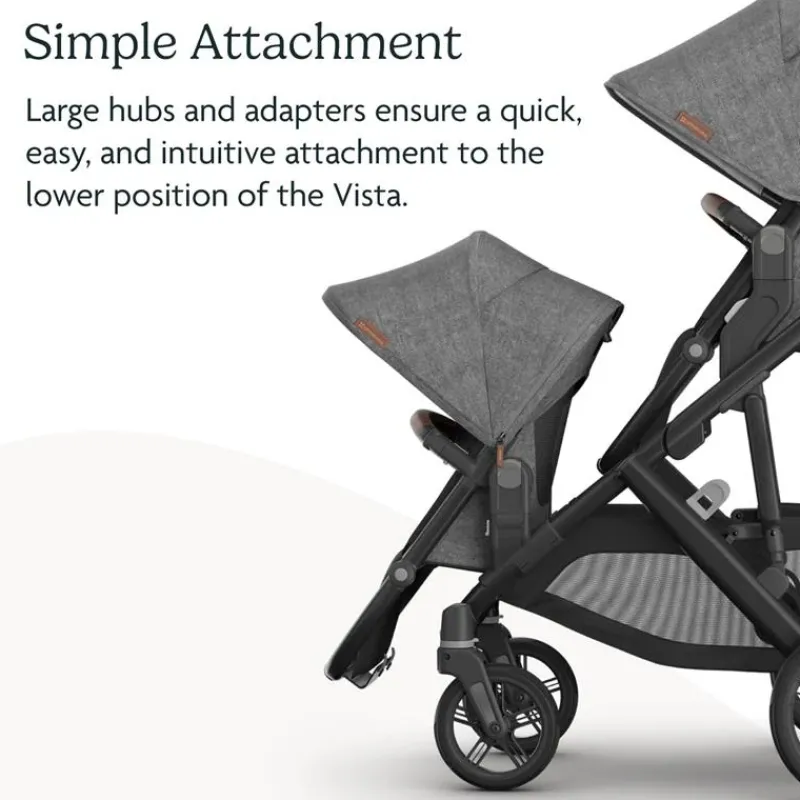 Uppababy Add-On Seats & Boards*- Rumbleseat V3 Second Lower Seat, Jake (Charcoal/Carbon Frame/Black Leather)