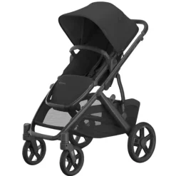 Uppababy Single To Double Strollers|Single Strollers*- Vista V3 Stroller, Jake (Charcoal/Carbon Frame/Black Leather)